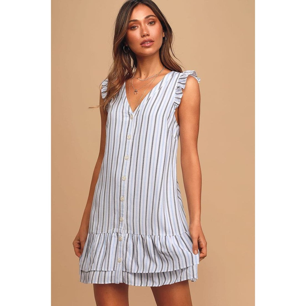 Lulu's Blue and White Striped Mini Dress